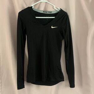 Nike Black Long-Sleeve V-Neck Performance Top